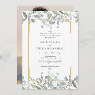 Convite Foto do Chá de Casais Florais Sage e Lilac