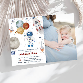 Convite Foto do Chá de fraldas Astronauta do Espaço Exteri