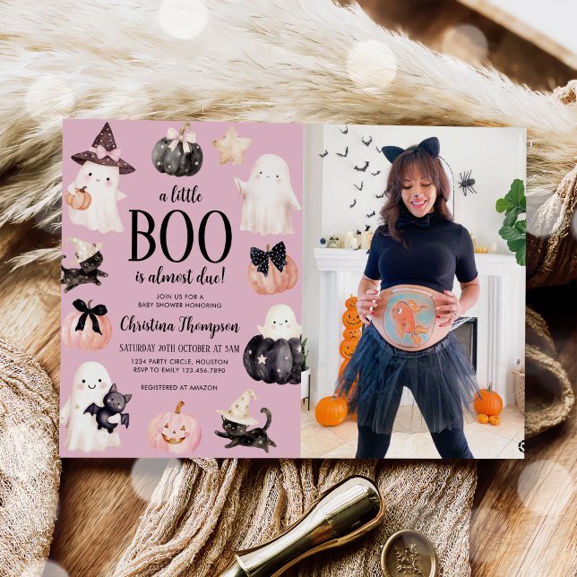 Convite Foto do Chá de fraldas Ghost Halloween (Criador carregado)