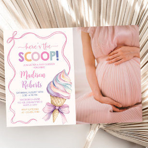 Convite Foto do Chá de fraldas Pastel Coquette Girl