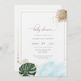 Convite Foto do Chá de fraldas tropical Boho Palm