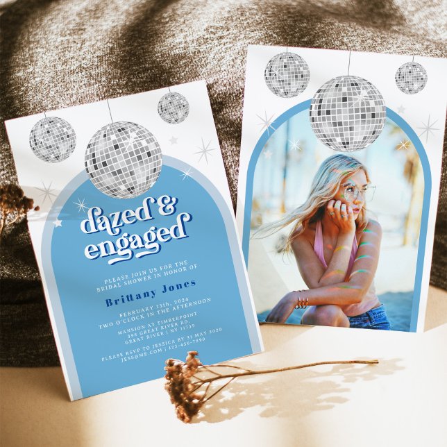 Convite Foto do Chá de panela Retro Disco Groove Elegante (Criador carregado)