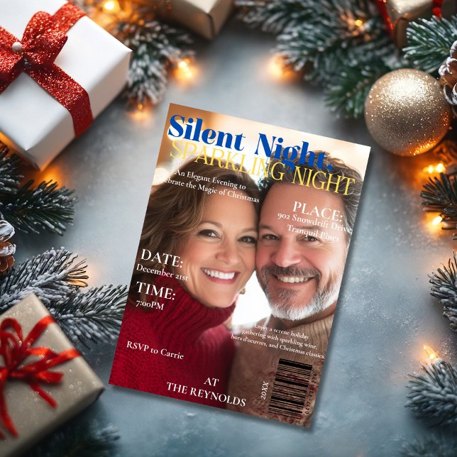 Convite Foto do cobrir da revista "Silent Night", "Sparpar (Silent Night, Sparkling Night Magazine cover Photo Invitation)