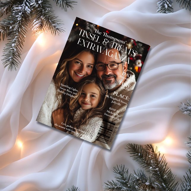 Convite Foto do Cobrir da Revista Tinsel & Treats Extravag (Tinsel & Treats Extravaganza Magazine Cover photo Invitation)