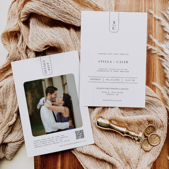 Convite Foto do Código QR de Arch Geométrico Mínimo Simple (Criador carregado)