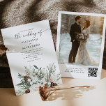 Convite Foto do código QR do casamento no inverno elegante<br><div class="desc">Casamento no inverno elegante Evergreen com foto de código QR com convite Itens correspondentes disponíveis.</div>