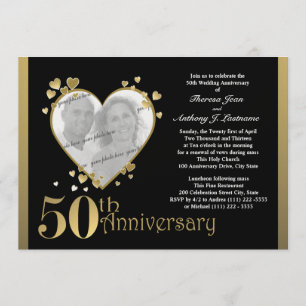 Convite Foto do Coração de Aniversário de 50 anos