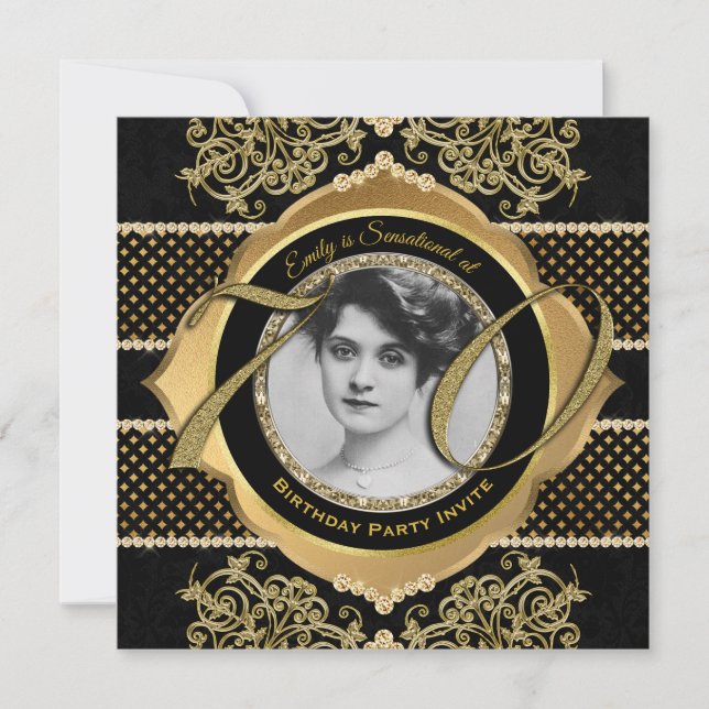 Convite Foto do Diamante Dourado do Aniversário do 70 Aniv (Frente)