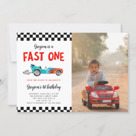 Convite Foto do FAST ONE Race Car Boy Party