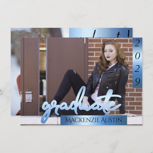 Convite Foto do formando 2 | Guarda Legal de Pincel de Scr (Frente/Verso)