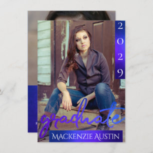 Convite Foto do formando 2 Mermaid Ombre Blue Green Part