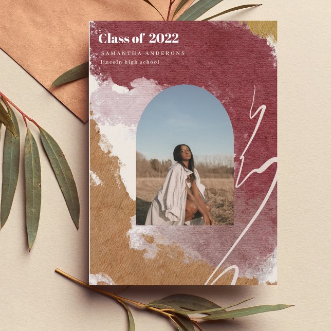 Convite Foto do Formando de Abstrato de Aquarela Moderna (Criador carregado)