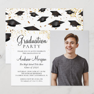 Convite Foto do Formando de Bonés de formatura confetti D