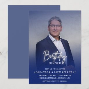 Convite Foto do jantar de homens azul marinho de 78 anos