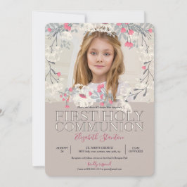 Convite Foto do Jardim bonito Primeira Comunhão Sagrada