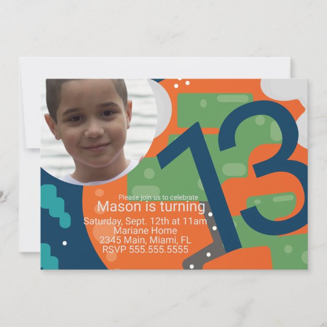 Convite Foto do jogador com pixel de Festa de aniversário  (Frente)