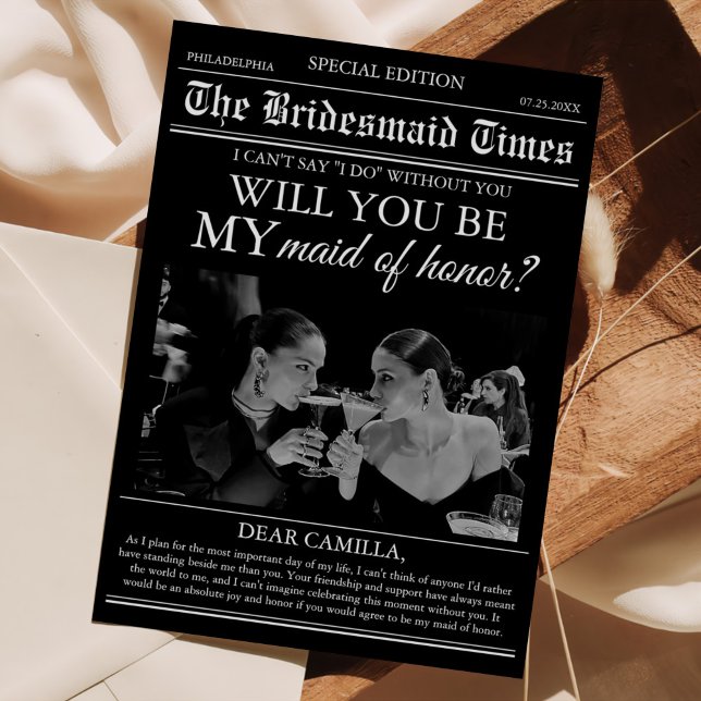 Convite Foto do Jornal Bridesmaid Proposta (Criador carregado)