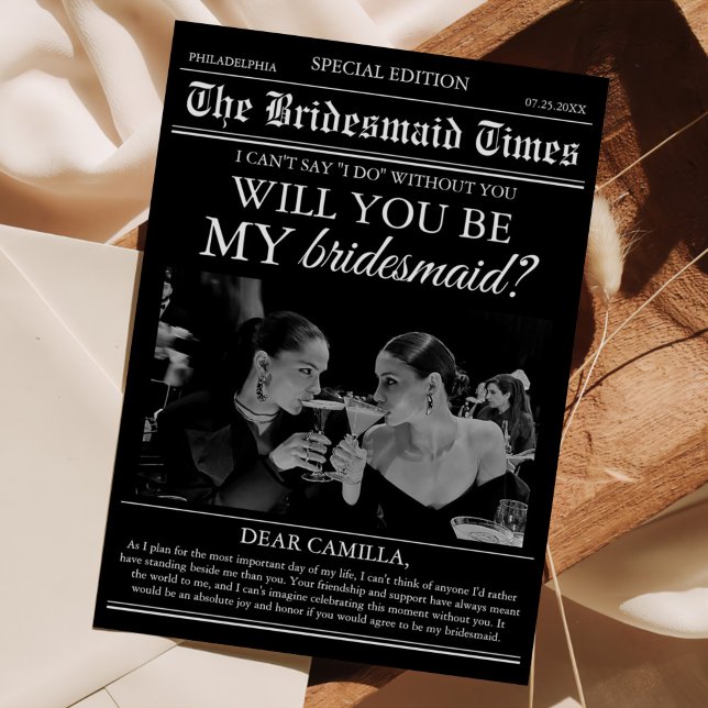 Convite Foto do Jornal Bridesmaid Proposta (Criador carregado)