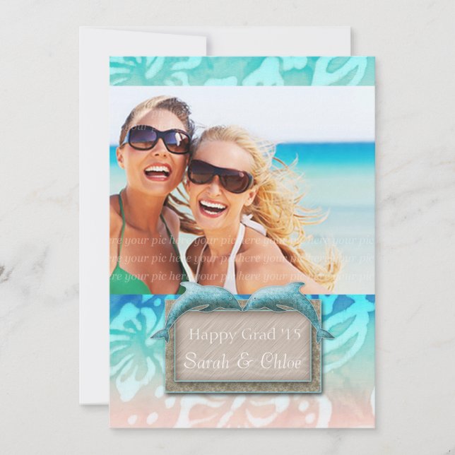 Convite Foto do lançamento do Formando Dolphin Beach Luau  (Frente)