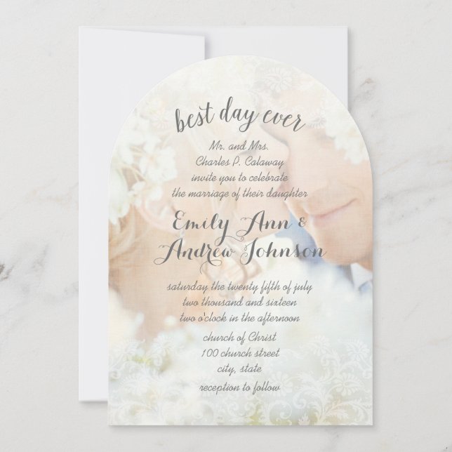 Convite Foto do Melhor Dia do Casamento de Fontes de Carvã (Verso)