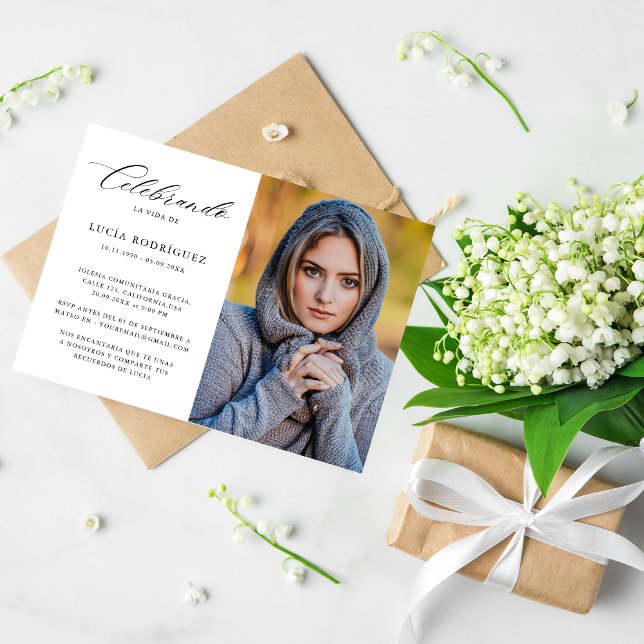 Convite Foto do Memorial do Funeral Espanhol Elegante (Criador carregado)