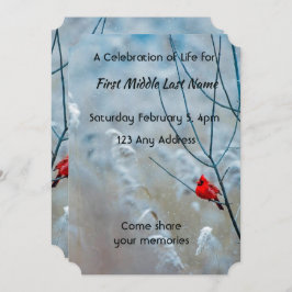 Convite Foto do Memorial Keepsasaac Pássaro Vermelho Carde
