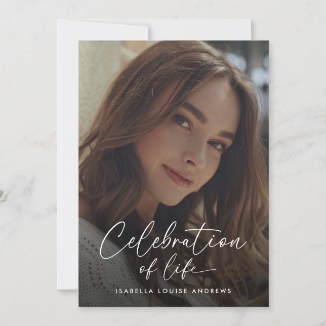 Convite Foto do Memorial Moderno Simples Celebração da Vid (Frente)