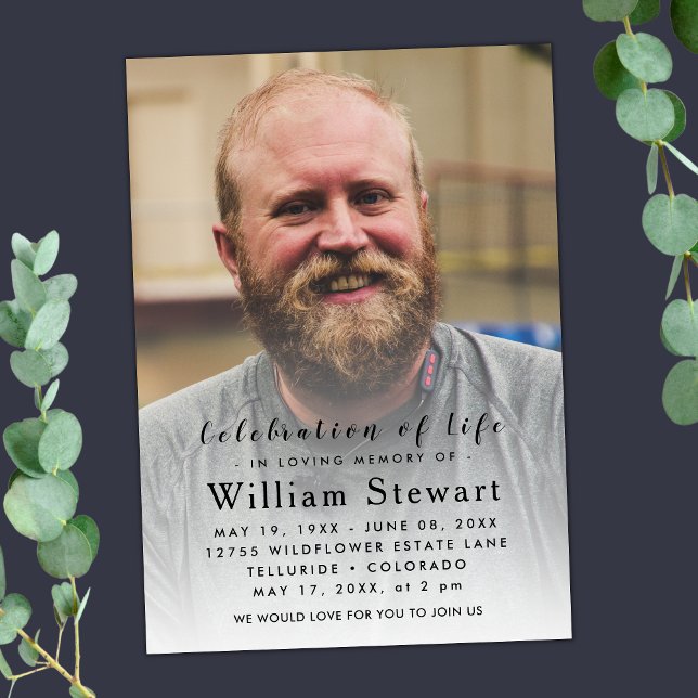 Convite Foto do moderno Funeral | Celebração da vida (Criador carregado)