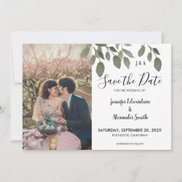 Convite Foto do monograma botânico russo Salvar a data