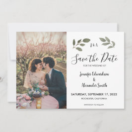 Convite Foto do monograma botânico russo Salvar a data