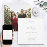 Convite Foto do Monograma da Caligrafia Verde Elegante Sag<br><div class="desc">Deixe sua papelaria de casamento capturar o romance e a beleza do seu dia especial com esse convite para fotos do Monograma da Caligrafia Verde Elegante! A nossa espantosa design, moderna e formal, apresenta uma fronteira verde sensual em torno do convite quadrado. É então acentuado com um belo monograma de...</div>