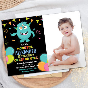 Convite Foto do Monster Birthday Invices Ballons