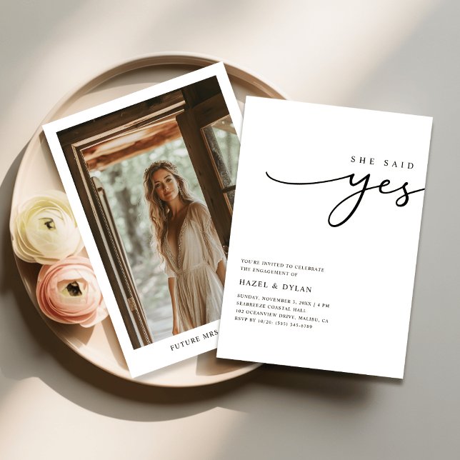 Convite Foto do Noivado de Casamento Mínimo de Tendy Trend (Criador carregado)