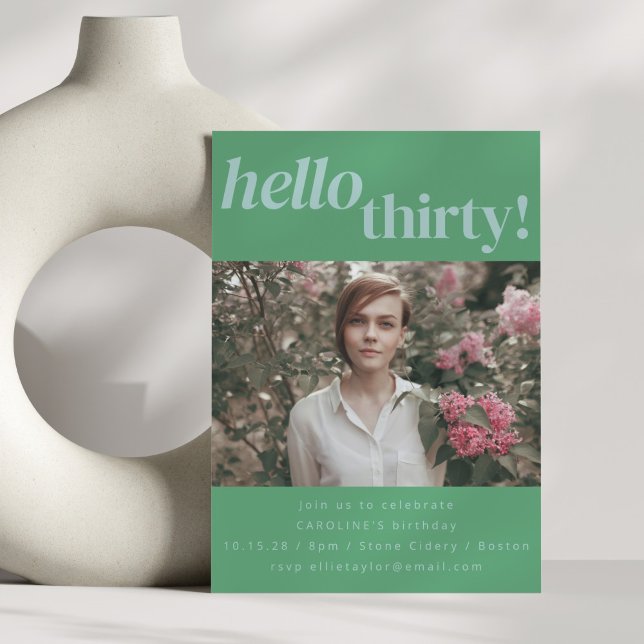 Convite Foto do Partido aniversário de 30 anos Verde Moder (Criador carregado)