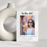 Convite Foto do Partido aniversário de 40 anos Branco Simp<br><div class="desc">Convite para Fotografias de aniversário de 40 anos de Festa Simples e Cuta Moderna</div>