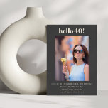 Convite Foto do partido aniversário de 40 anos preto simpl<br><div class="desc">Convite para Fotografias de aniversário de 40 anos de Festa de Fundo Preto Simples e Cuta Moderna</div>