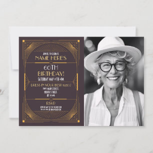 Convite Foto do partido Art Deco Birthday Gatsby, de 1920