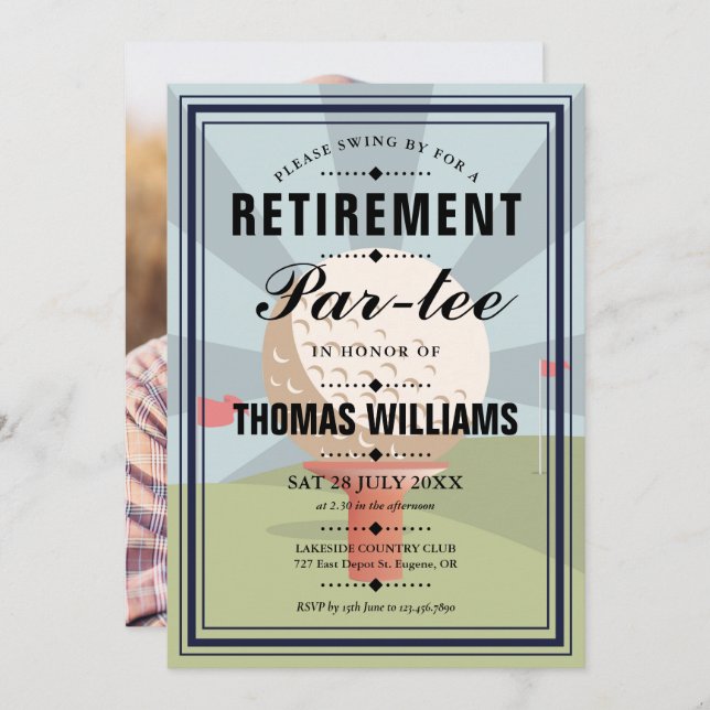 Convite Foto do Partido de Aposentação Clássica de Golfe (Frente/Verso)