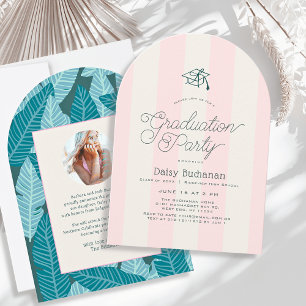 Convite Foto do Partido de Formatura com Listras Verdes e 