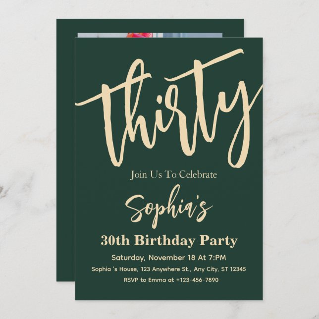 Convite Foto do Partido do aniversário de 30 anos de Scrip (Frente/Verso)