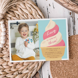 Convite Foto do Partido do Aniversário de criança do Sorve