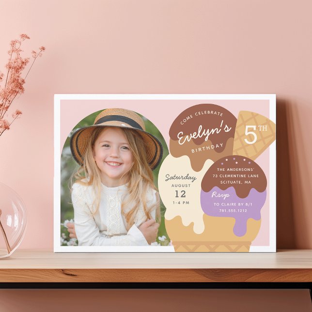 Convite Foto do Partido do Aniversário de criança Sundae d (Criador carregado)