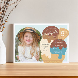 Convite Foto do Partido do Aniversário de criança Sundae d