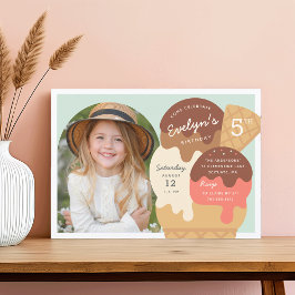 Convite Foto do Partido do Aniversário de criança Sundae d