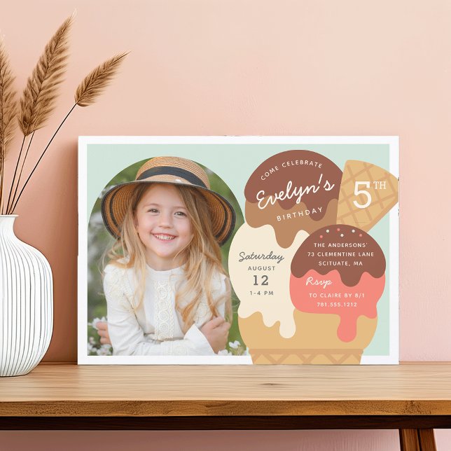 Convite Foto do Partido do Aniversário de criança Sundae d (Criador carregado)