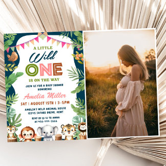 Convite Foto do Partido do Chá de fraldas Safari Selgle