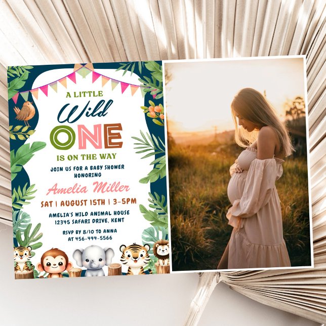 Convite Foto do Partido do Chá de fraldas Safari Selgle (Criador carregado)