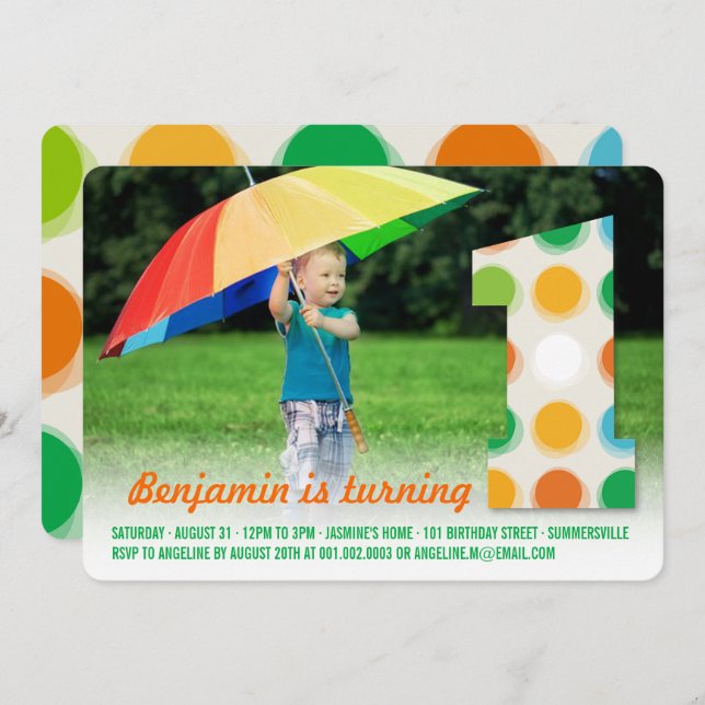 Convite Foto do Partido do primeiro aniversario de Pontos  (Frente/Verso)