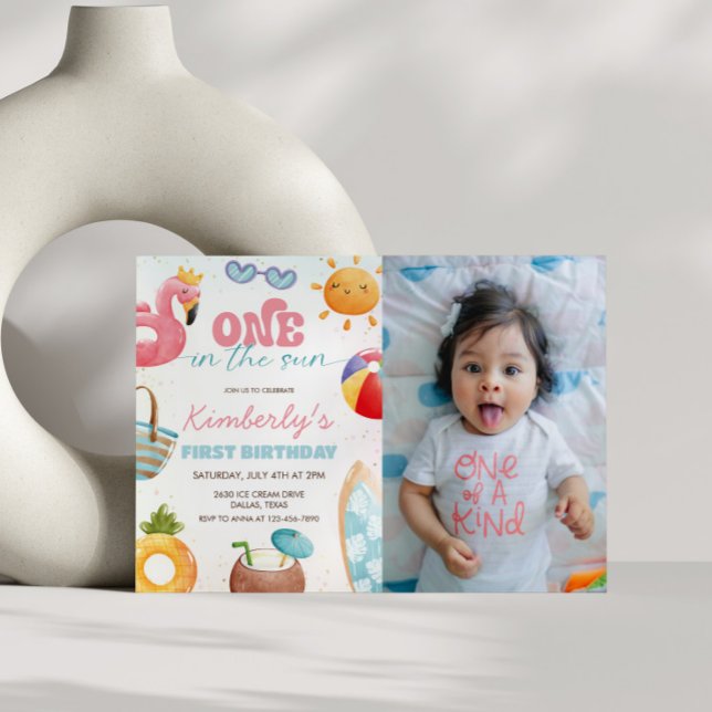 Convite Foto do Partido do primeiro aniversario de praia t (Criador carregado)
