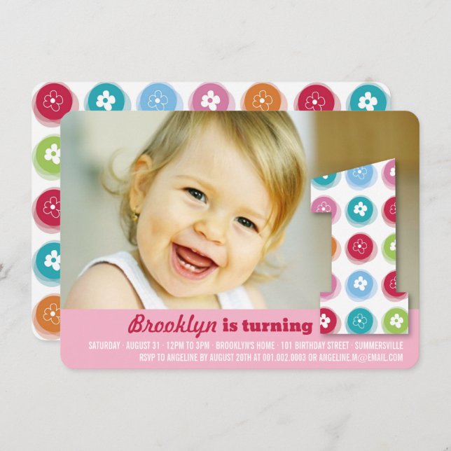 Convite Foto do Partido do primeiro aniversario dos Pontos (Frente/Verso)